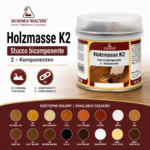 Szpachla do drewna Holzmasse K2 Borma Wachs – 125 ml, różne kolory