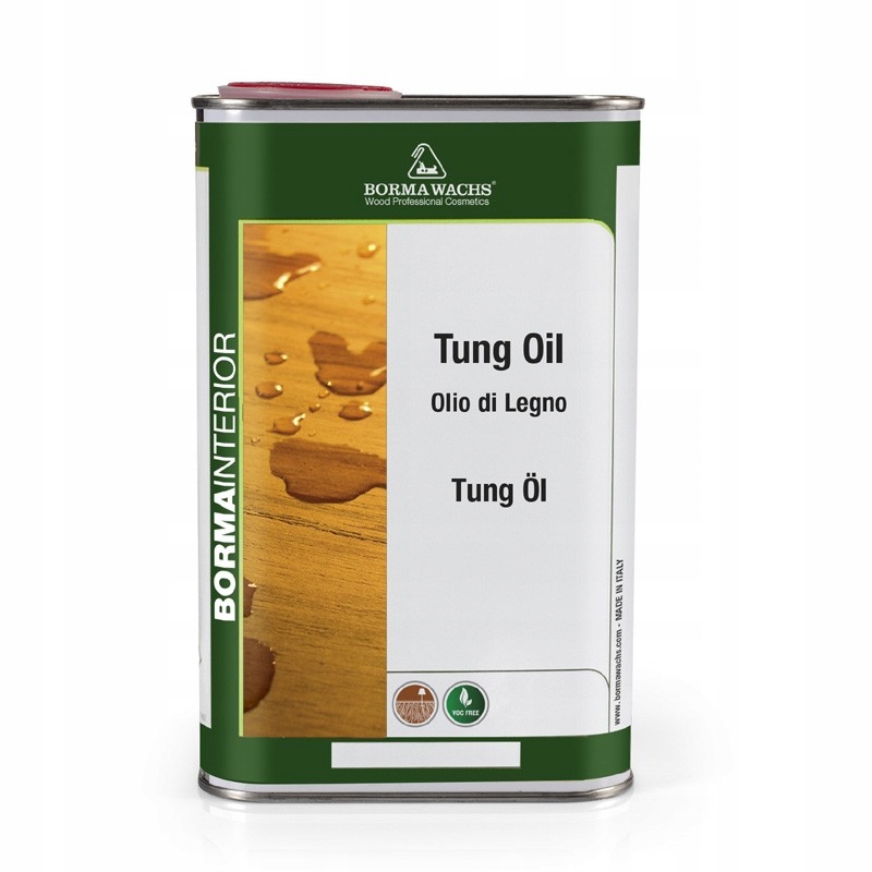 100% Czysty Olej Tungowy – Wnętrza i Na Zewnątrz – 1L - BORMA WACHS Tung Oil