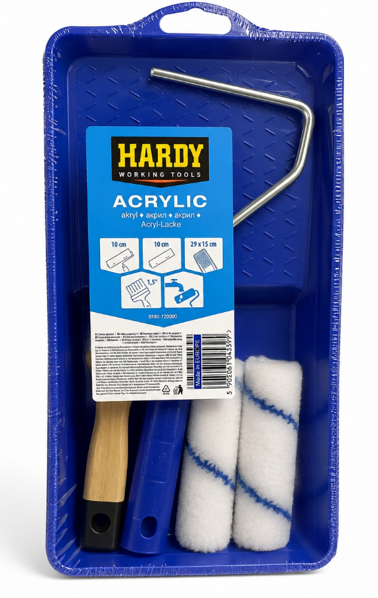 Zestaw do lakierowania mebli Hardy – wałki 10 cm, pędzel i kuweta